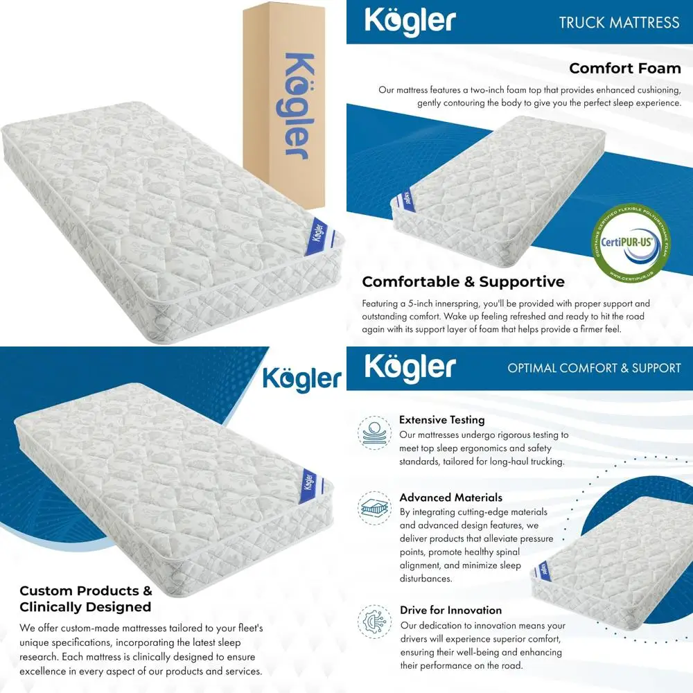 

Kogler Innerspring Hybrid Mattress for Semi-Trailer Trucks - 7 Inch, 32x80 Size