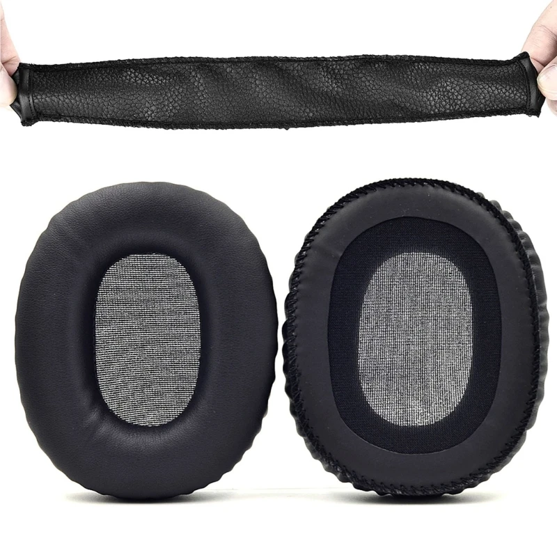 

Headset Ear Pads Protein Sleeves Headband Cover for Monitor Headphone Earpads Noise Cancel Earmuff Easy to Install