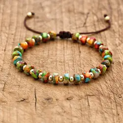 6*4mm Natural Stone Beads Braided Bracelet DIY Handmade Woven Bracelet Boho Yoga Charm Bangle Women Fashion Jewelry Gifts