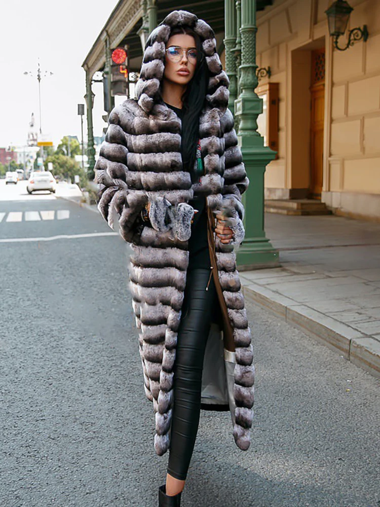 

Natural Rex Rabbit Fur Long Coats Women Luxury Casual Warm Outertwear Winter Thicken Fashion Genuine Real Fur Jacket Female