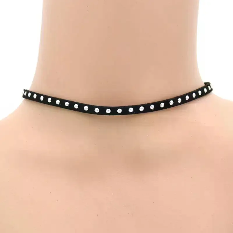 Accessori per collane con colletto a catena clavicola girocollo nero con rivetti dolci punk per regalo da donna