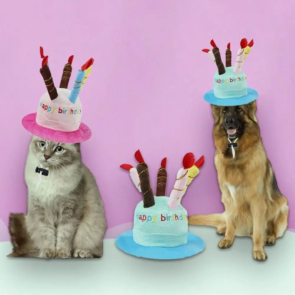 

Pet Cosplaying Cute Pet Birthday Hat Adjustable Plush Birthday Cake Hat Colorful Breathable Cat Party Costume Photography