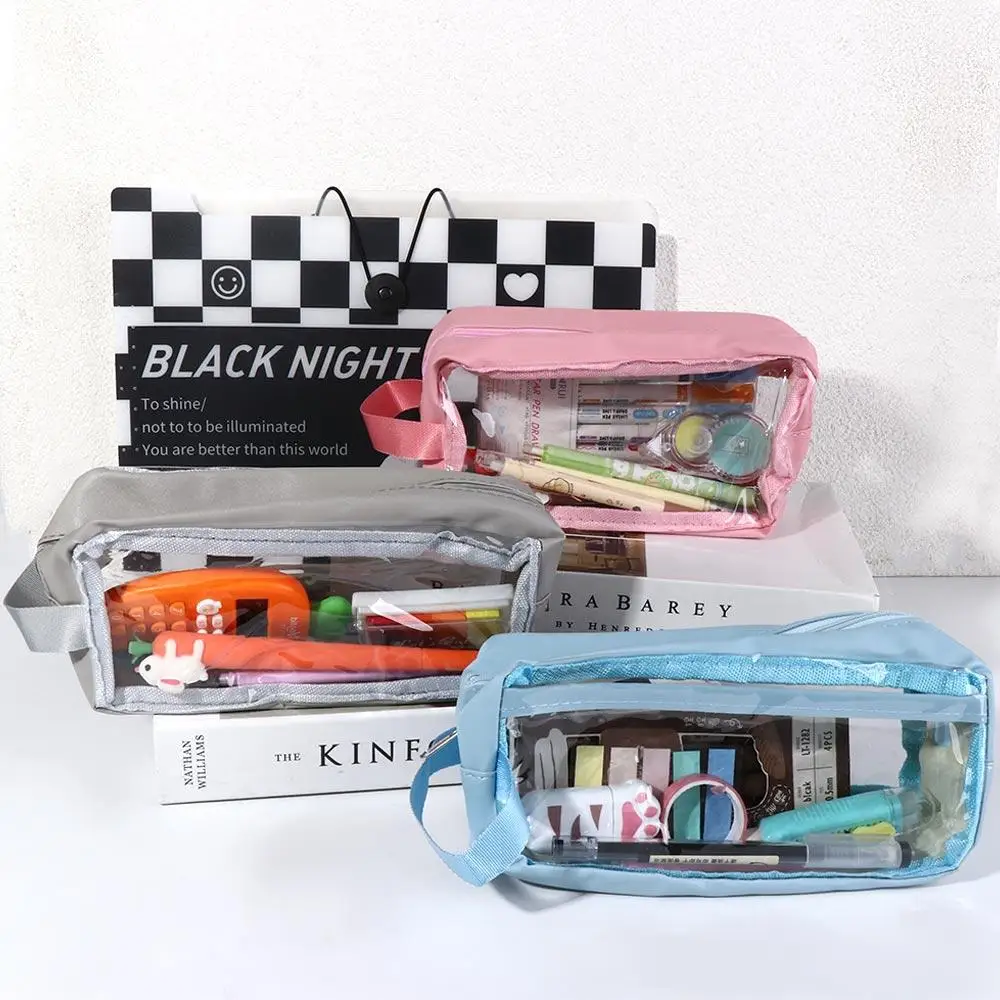 

Kawaii Aesthetic Pencil Pouch Transparent Large Capacity Students Stationery Holder Bag Pen Case Pencil Storage Bag Pencil Bag
