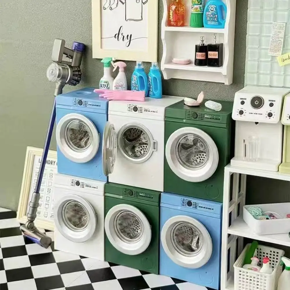 1:12 Movable Washing Machine Miniature Simulation Drum Washing Machine Furniture Micro Models DIY Doll House Accessories