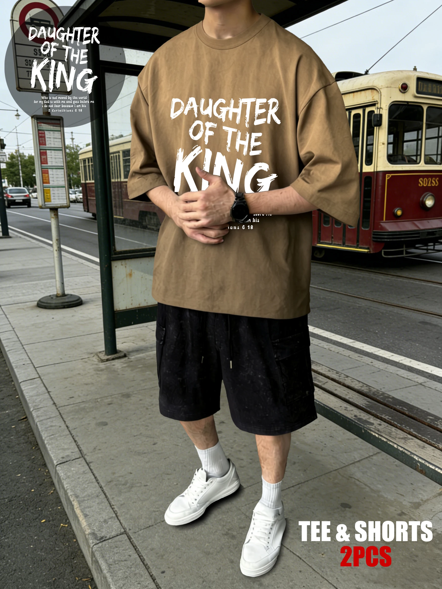 

Футболка в стиле ретро с дизайном Daughter Of The King для мужчин, мягкие хлопковые футболки с круглым вырезом, одежда унисекс, летний комплект с шортами тай-дай