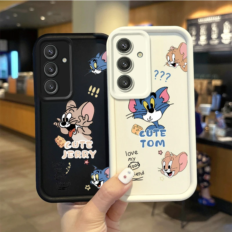 Cute T-Tom And J-Jerry Couple Phone Case For Samsung Galaxy S25 S24 S23 S21 Ultra Plus S25 S23 S20 TPU Silicone Shockproof Cover