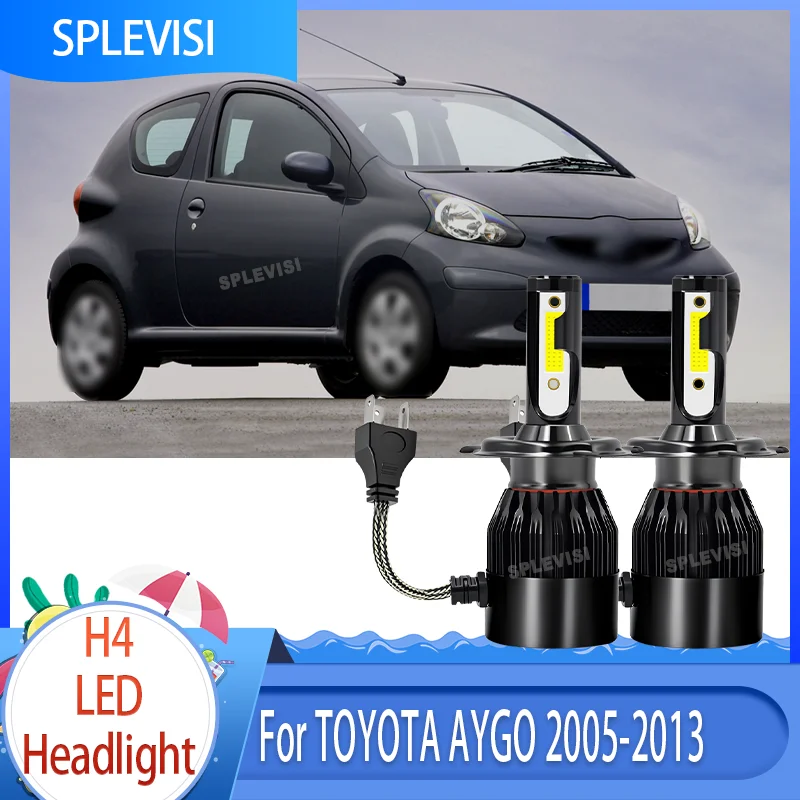 Simplify Your Upgrade: Easy-Install LED Headlights with Wires H4 High Low Beam For TOYOTA AYGO 2005 2006 2007 2008 2009 -2013