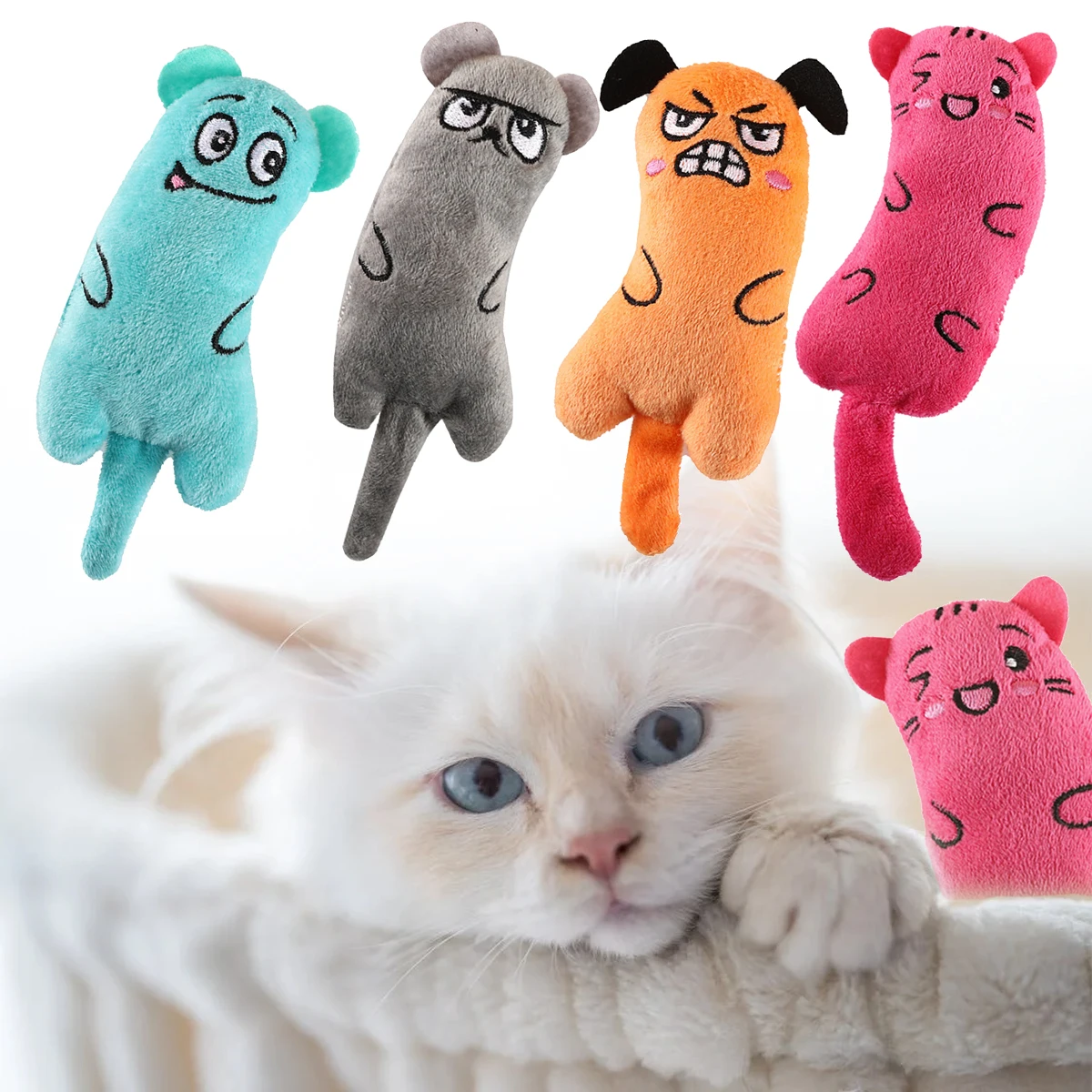 New Products for Cute Cat Toys Funny Interactive Plush Mini Teeth Grinding Toys Kitten Pets Accessories