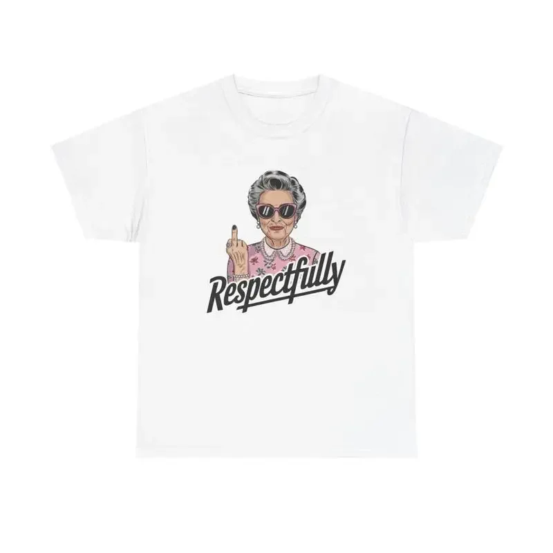 T-shirt drôle et amusant pour grand-mère, en coton épais, avec motif du doigt d'honneur