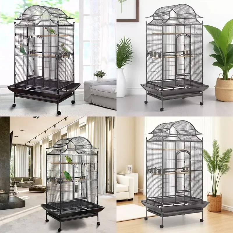 For Parrot Starling Large Bird Cage Metal Tiger Skin Xuanfeng Villa Splash Proof Luxury Big Size Factory Direct Sales
