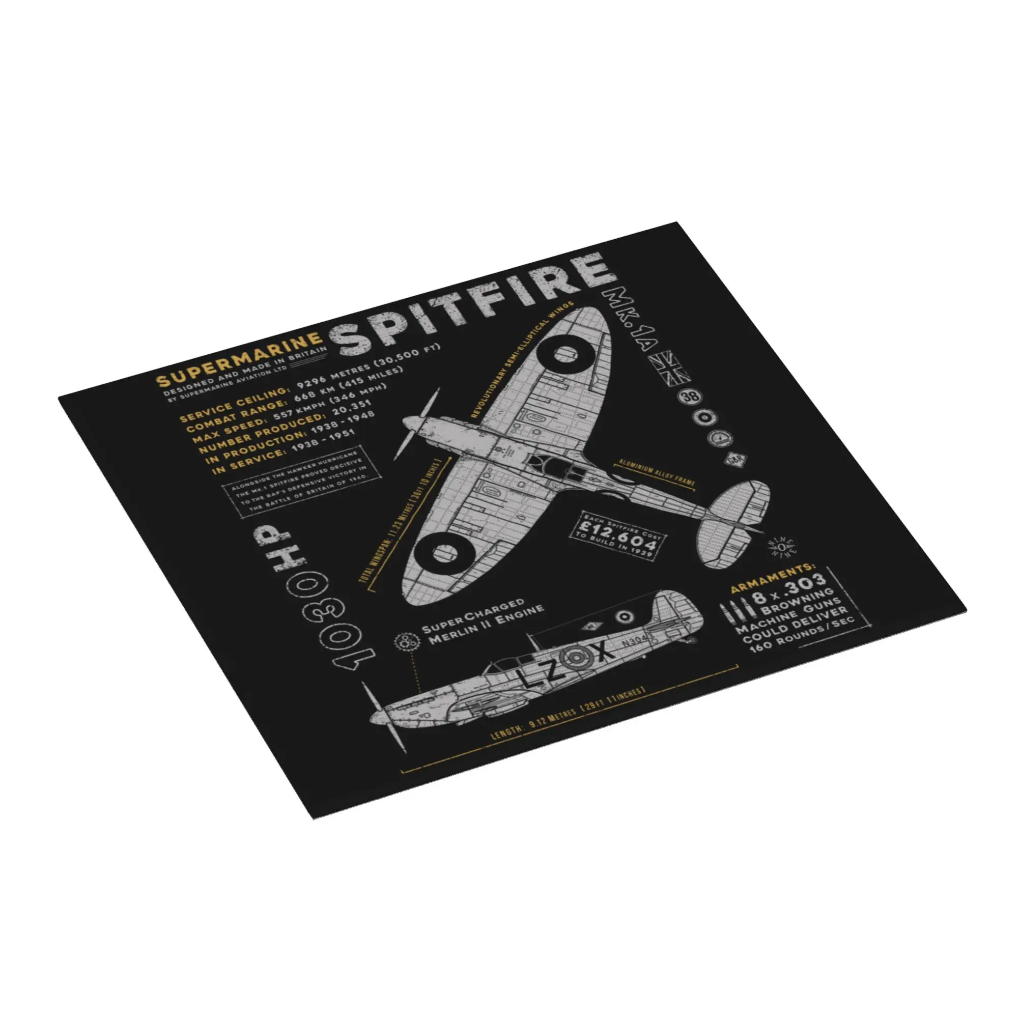 Drying Mat For Kitchen Supermarine Spitfire Oil Proof Fighter Pilot Aircraft Airplane Plane Washable Kitchen Sink Drying Pad
