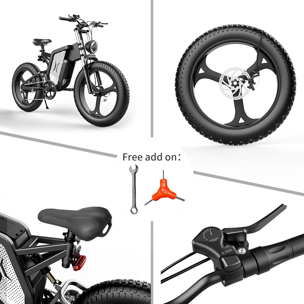 X20 Electric Bike 2000W 48V 30AH Battery Ebike Front Rear Shock Absorption Mountaineering Off-road Electric Bike Cycling E-bike