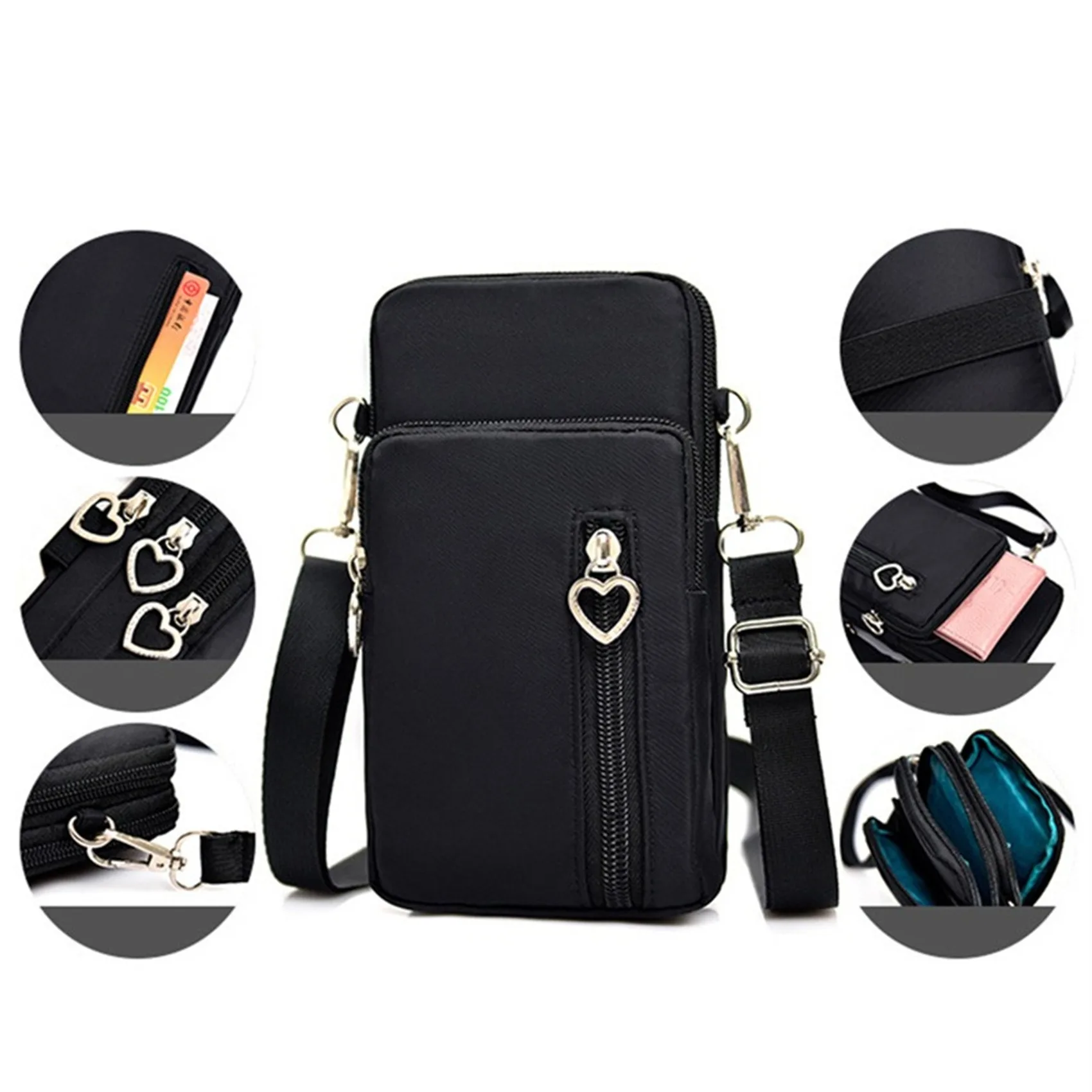 New Women Mobile Phone Bag Nylon Cell Phone Bag Coin Purse Strap Shoulder Bag Small Crossbody Bags for Women Wallet Travel Purse