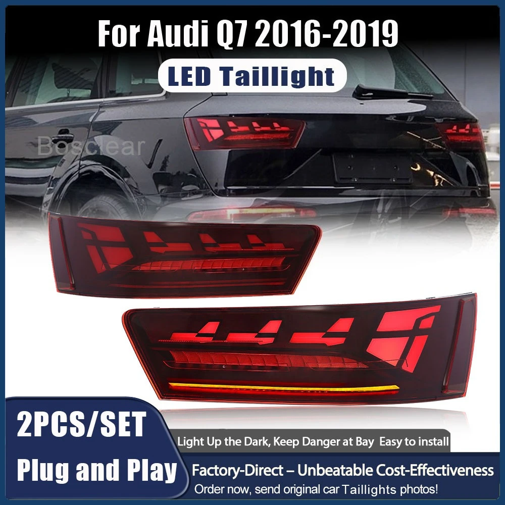 

Для Audi Q7 2016-25 Задние фонари в сборе Модифицированный светодиодный динамический фонарь дальнего света Тормозной указатель поворота Задний задний фонарь Plug & Play