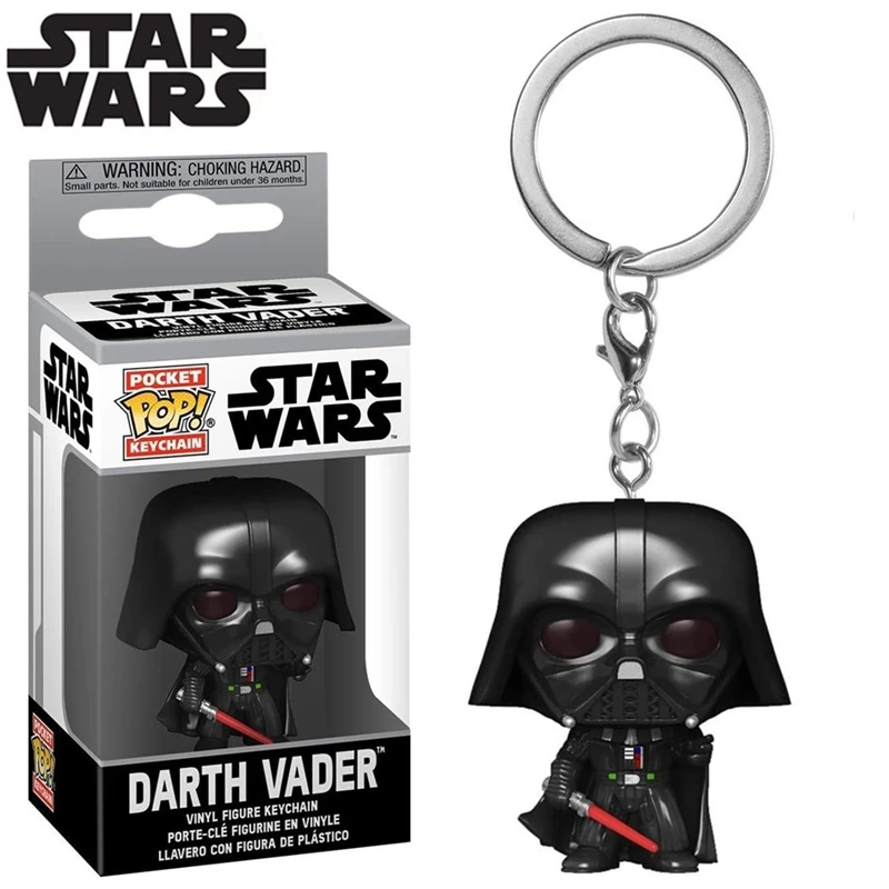 Hot Funko POP Star Wars Mandalorian Darth Vader Keychain PVC Figure Key Ring Collectible Model Toy Kids Birthday Gift view 4