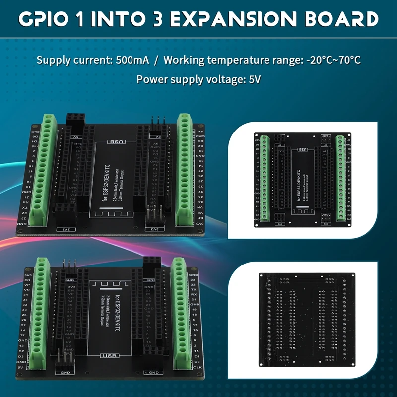 AU61-ESP32 Expanding Board Breakout Board For ESP-WROOM-32 ESP32-Devkitc GPIO 1 Into 3 38Pins ESP32 Module