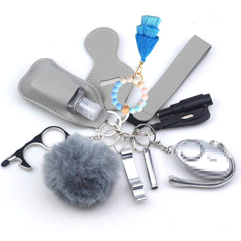 11pcs Mulheres Safety Survival Alarm Set Emergency Protection Safety defesa Braceletes Keychain Alarm com windows breaker