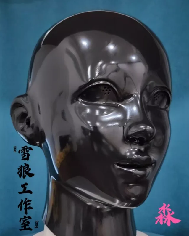 

(Niao)Full Black Close Eyes Crossdressing Full Head Cosplay Kigurumi Male To Female Mask With Fake Eyes Transgender Drag Queen