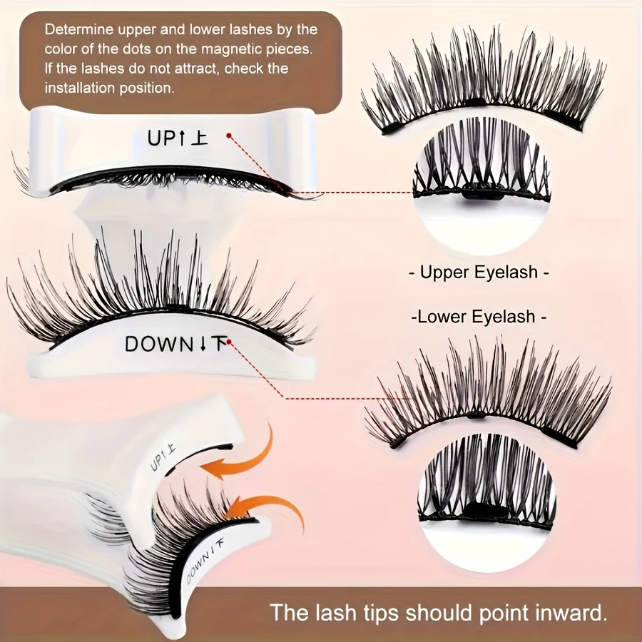 Conjunto de cílios magnéticos 3d, 4 unidades, com pinça, reutilizável, sem necessidade de cola, maquiagem natural para os olhos, inodoro, 10-12mm de comprimento, fácil aplicação