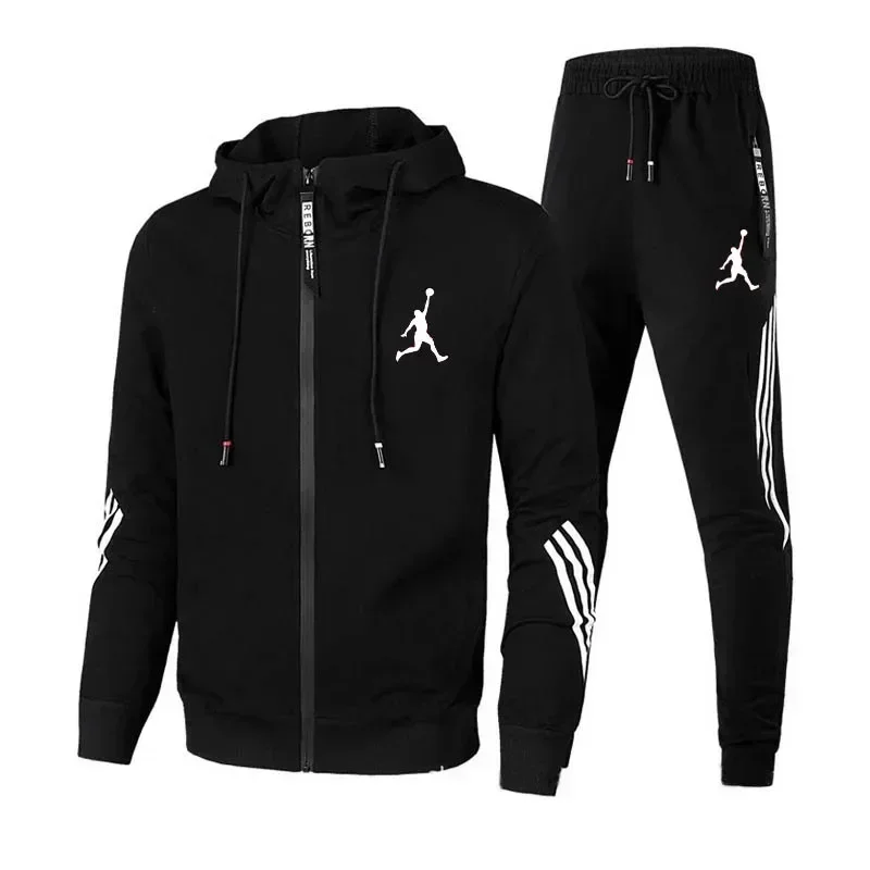 CW  Spring and autumn new leisure sports fashion zipper men\'s running suit  men clothing set  tracksuit men  mens joggers set