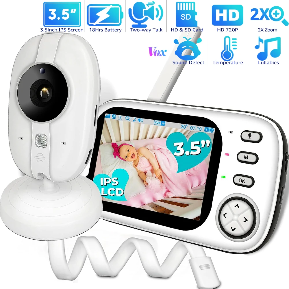 

3.5" HD Baby Monitor With Camera 2.4G Wireless Babyphone Cameras 2-way Talk Night Vision VOX Temperature Nanny Babysitter Camera