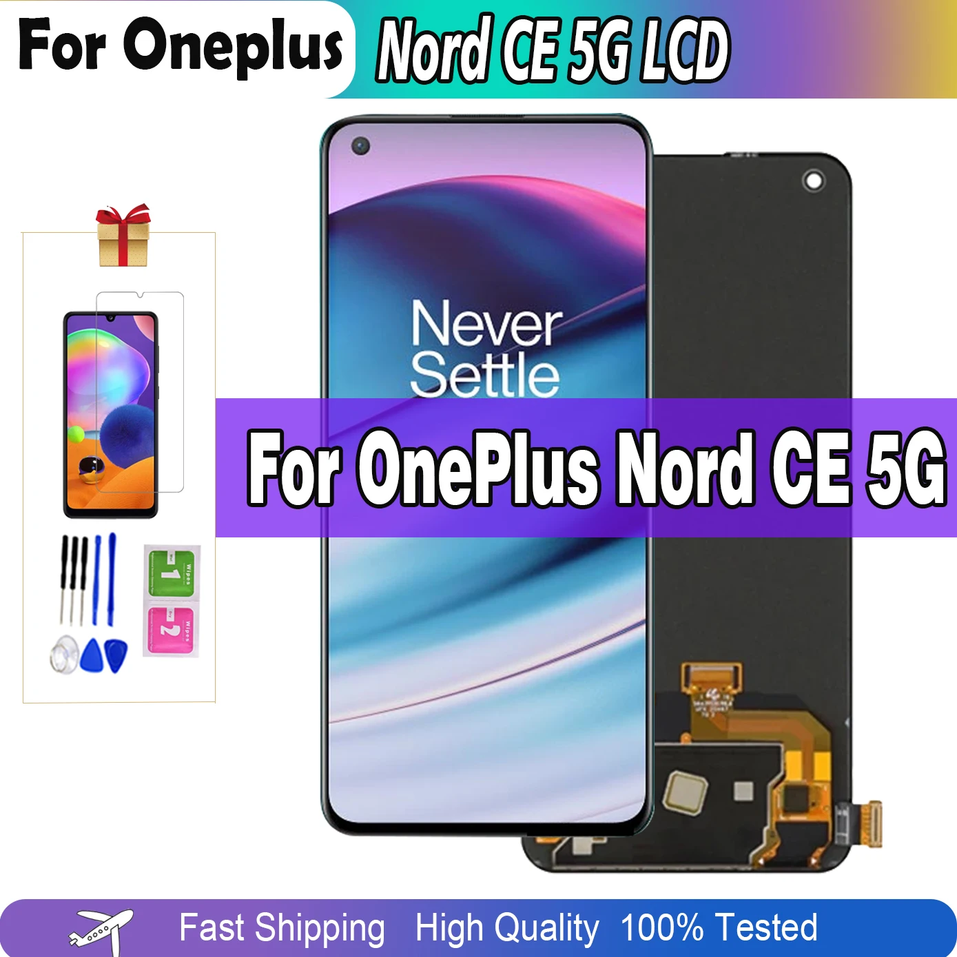 

6.43 "100% Tested Original AMOLED for OnePlus Nord CE 5G LCD EB2101, EB2103 Replacement Parts Display Touch Screen Digitizer