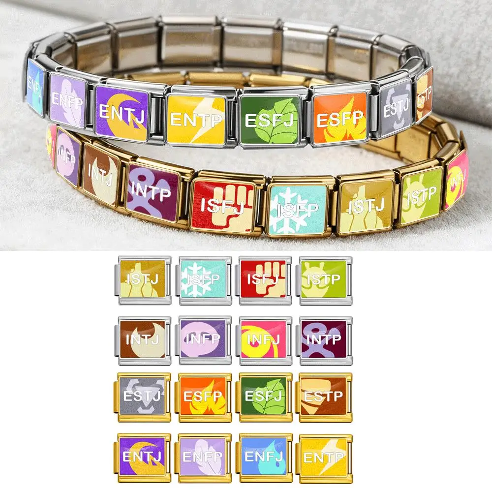 16 Personality Types DIY Colorful Series Beads Italian Charm Bracelet Fit 9mm Stainless Steel Bracelet Women Men Jewelry Gift