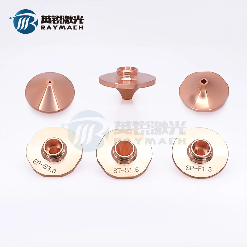 

Raymach Overspeed Laser Nozzle Thickplate Cutting Red Copper Nozzle D28 SP-S SP-F With Steps High Power Source ST-S Double Layer