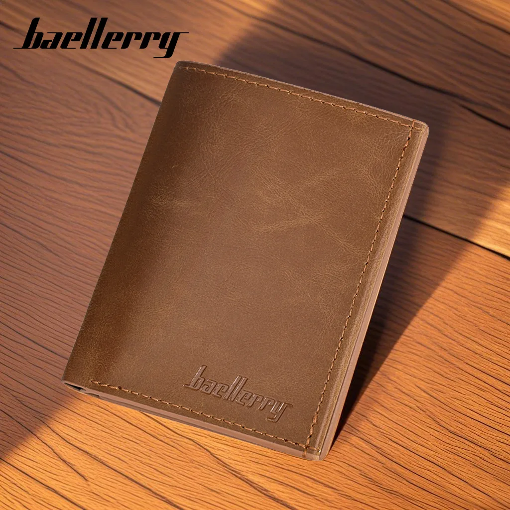 

Men PU Leather 3 Fold Wallets Black Coffee Brown ID Badge Holder Anti-theft Cash Bag Urban Recreational Style Credit Card Case