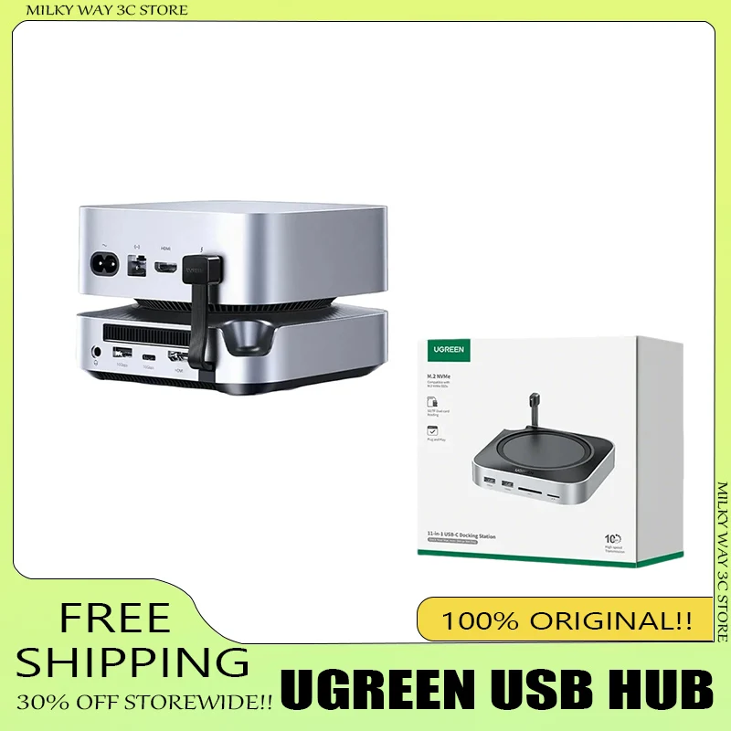 

Док-станция UGREEN для Mac Mini M4/M4 Pro, M.2 NVMe SSD до 8 ТБ, USB A+C 10 Гбит/с, кардридер SD&TF, многопортовый USB-хаб