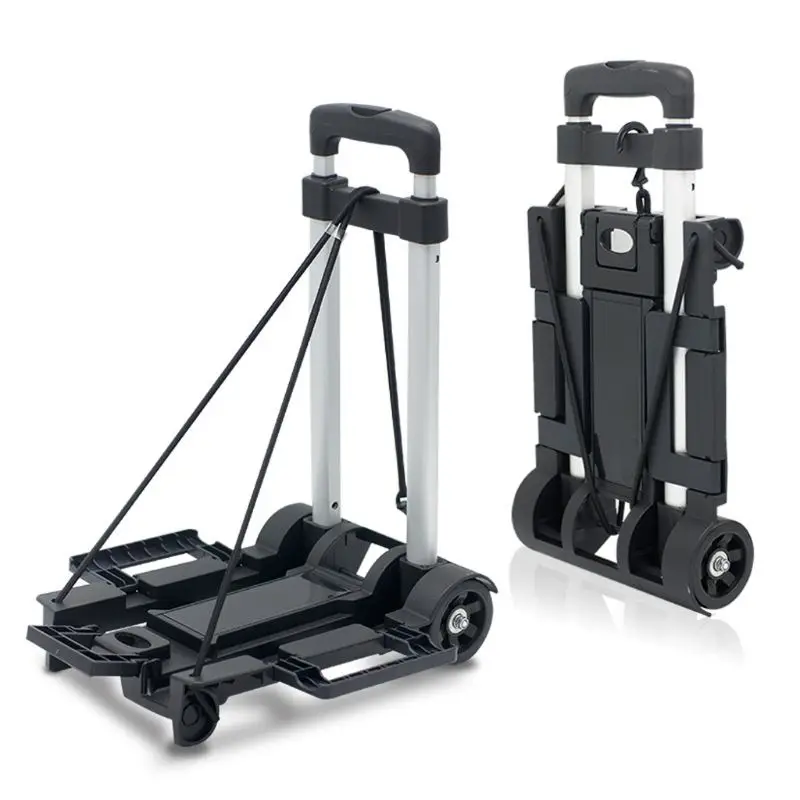 Household Trolley Black Folding Luggage Cart  Multi-function Wheels Collapsible Portable Cart Moving Fold Up Hand Dolly