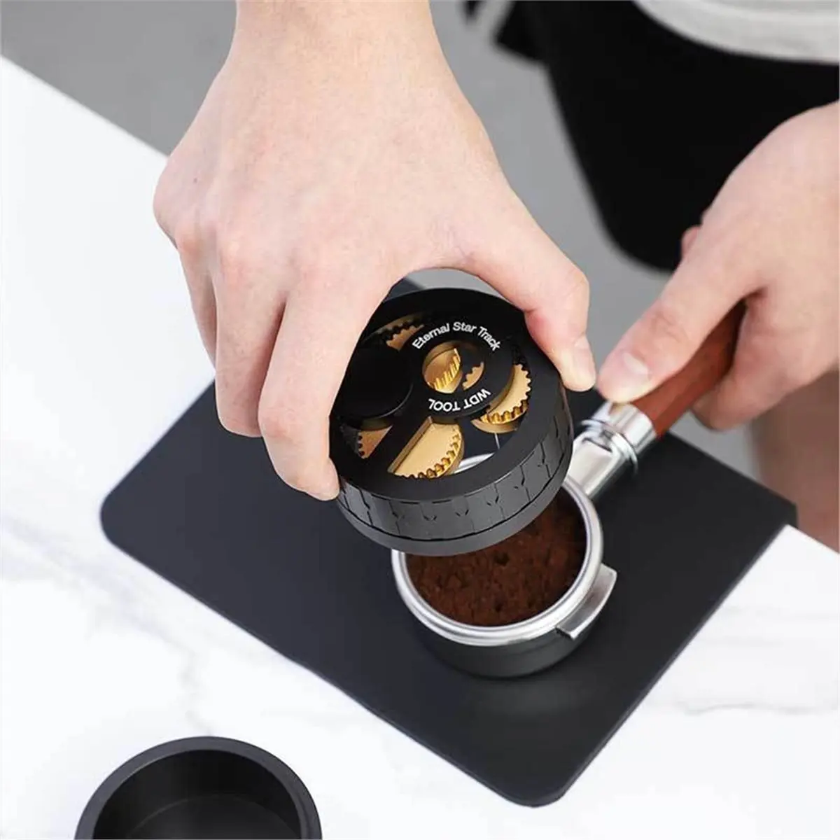 *A91P Needle Type Coffee Distributor Compatible Coffee Tamper Space Aluminum & Stainless Steel Tamping Tool 54mm