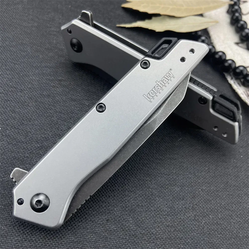 Gray KS Misdirect 1365 Tactical Folding Knife 8Cr13Mov Blade Aluminum Handle Flipper Assisted Outdoor Pocket Utility EDC Knives