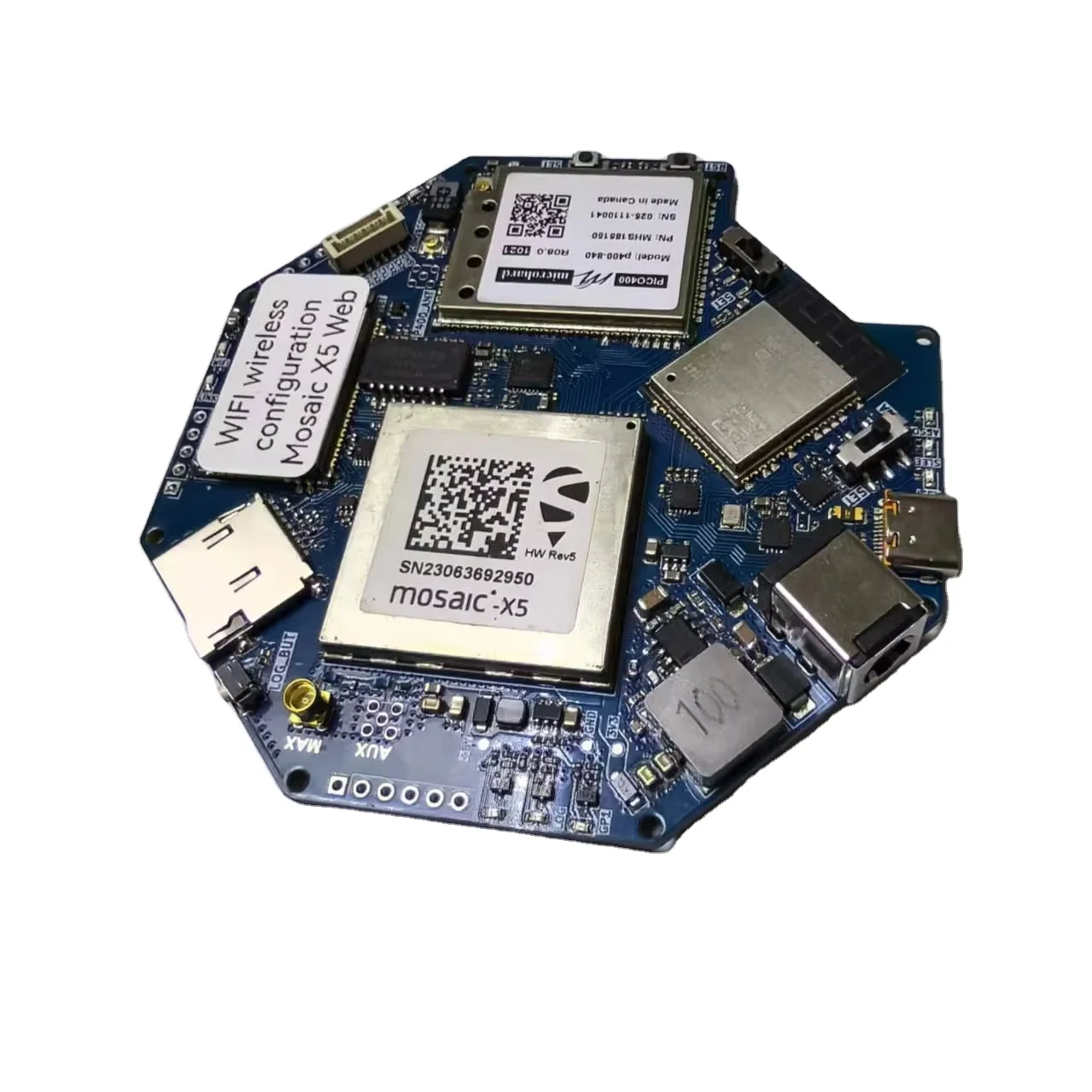

Плата расположения Septentrio_mosaic X5 Модуль GPS Gnss содержит модуль Wi-Fi ESP32, радиостанция MicroHard P400-840