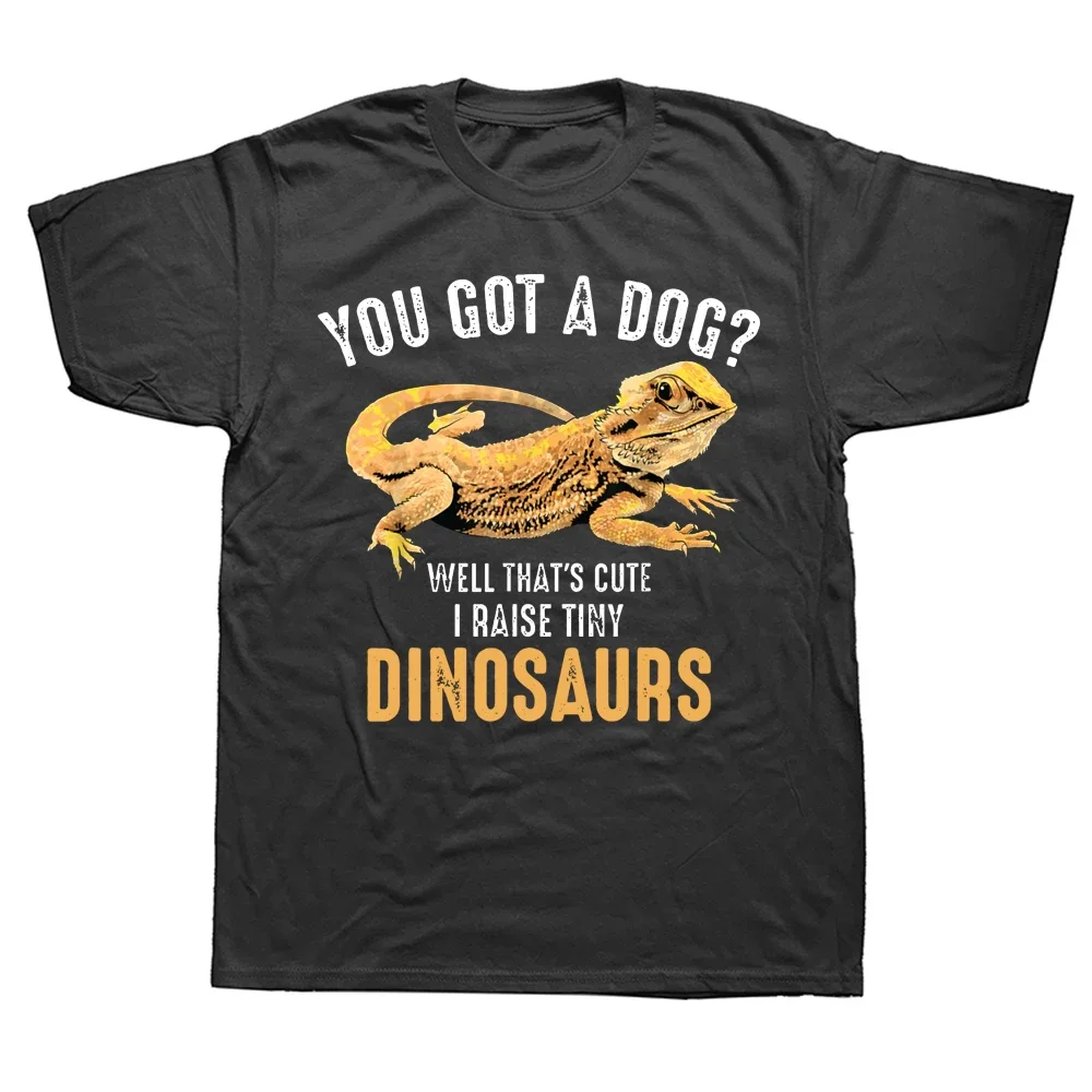 Mens Cool I Raise Tiny Dinosaurs Funny Bearded agon Pet Gift Round Neck T-Shirt Party Camisa T Shirt Cute Cotton Men T Shirt