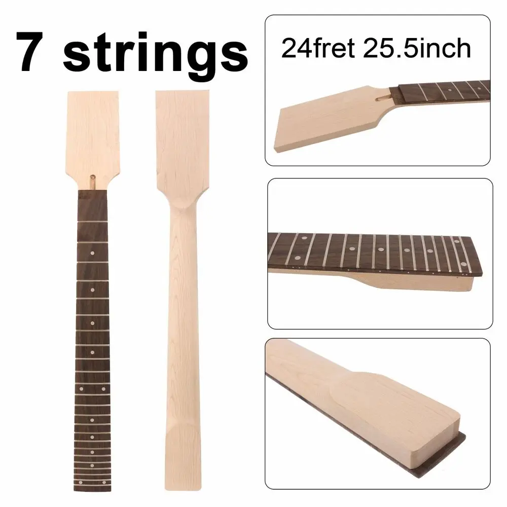 

Yinfente 24Fret 7String Electric Guitar Neck 25.5inch Maple Guitar Project Unfinished