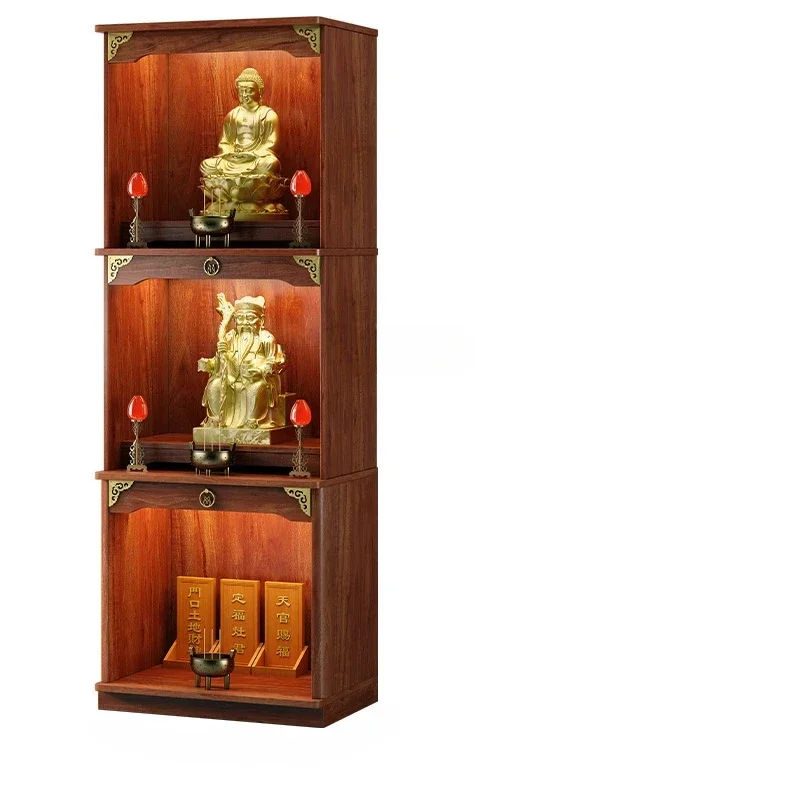 Solid Wood God of Wealth Clothes Closet Bodhisattva Worship Platform Three-Layer Land God Buddha Worship Table Cabinet