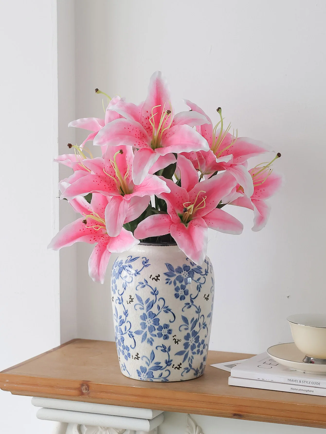 Neue 9 Köpfe große Lilie künstliche Blume Simulation Blume Hochzeit dekorative Dekoration Geschenk Lilie Zweig gefälschten Blumenstrauß – Detail 5