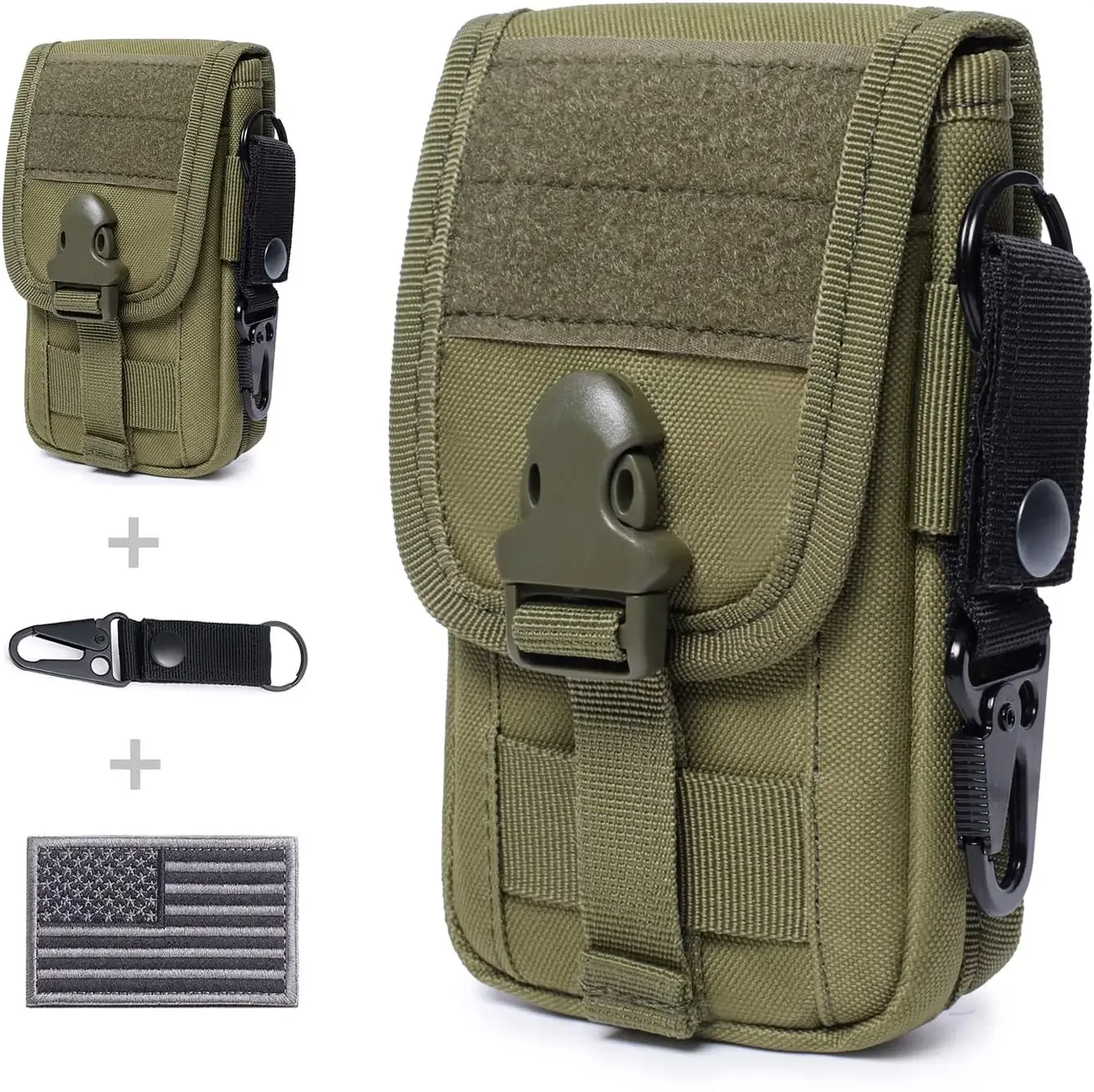 Тактический чехол для телефона Molle EDC, держатель для мобильного телефона, чехол для смартфона, сумка-органайзер с нашивкой с флагом США и брелок для ключей Molle