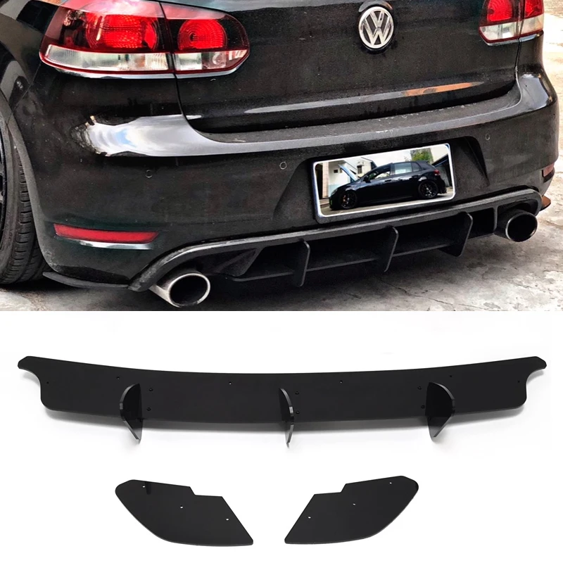 

Car ABS Black Rear Bumper Diffuser With Side Splitters Car Styling For Volkswagen VW Golf 6 GTI R20 Blade rear spoiler