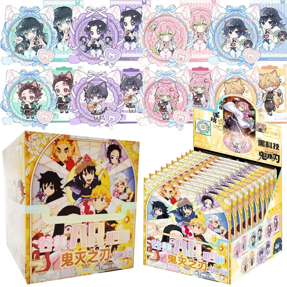 

Demon Slayer Anime Character Collection Flash Cards High Quality Cute Q-version 75mm AR Badge Cosplay Bags Creative Accessories