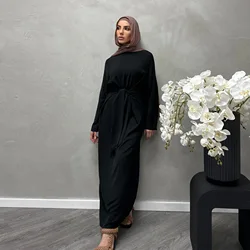 2024 Islamic Clothing Abaya Simple Woman Clothing Modest Womens Long Dresses Daily Wear With Belt Abaya Women Muslim Dress Robes