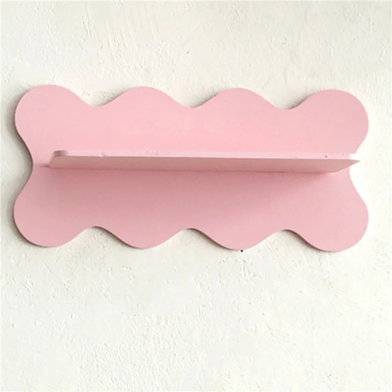 

ABFY-2X Wooden Wavy Storage Rack Wall Shelf Home Decoration Pink