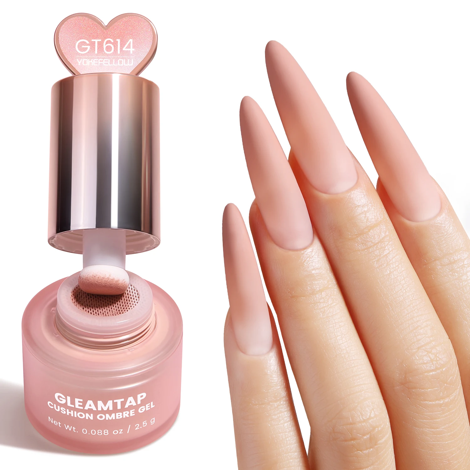 YOKEFELLOW GleamTap Cushion Ombre Painting Gel Schwämme Neon-Orange Hochpigmentiertes No-Wipe Gradient Pat Pat Gel Polish GT624 – Detail 16