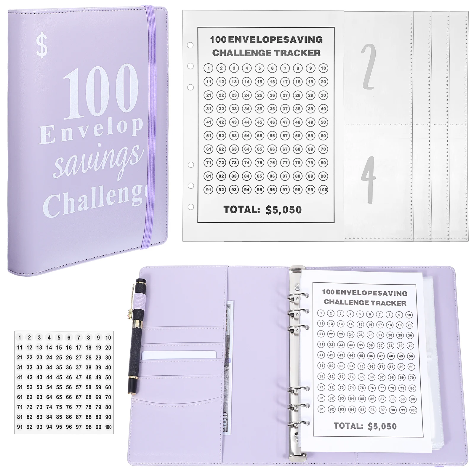 Saving Challenge Book 100 Envelopes Savings Binder Cash Organizer Budget Planner Tracker Saving Challenge Book