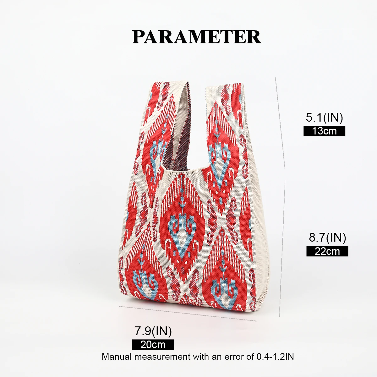Exquisite Vintage Adelaide Pattern Knitted Handbag, Bright Colors with Ethnic Style, Suitable for Travel, Vacation, and Commuting, Open and Breathable, Can Hold Mobile Phones, Lipstick, Cosmetics, Etc., Suitable for All Seasons
