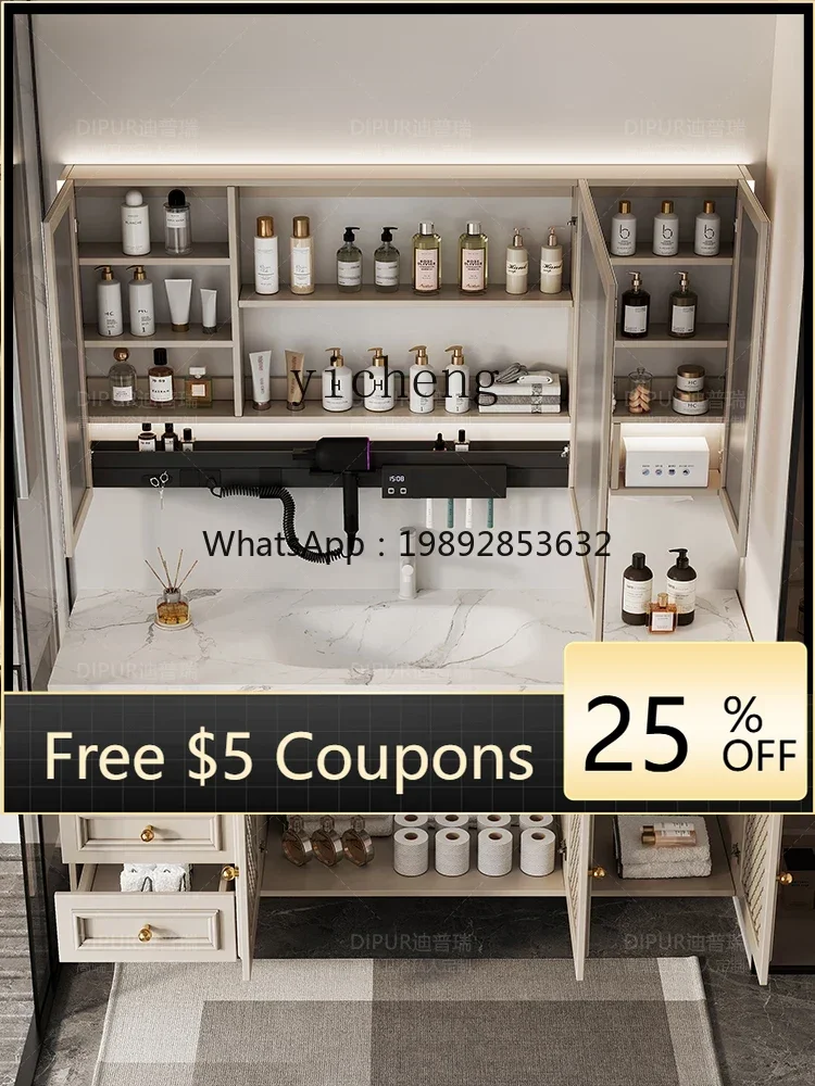 

Stone Plate Hot Bending Whole Washbin Bathroom Cabinet Combination Mirror Cabinet Bathroom Hand Washing Wash up Sink