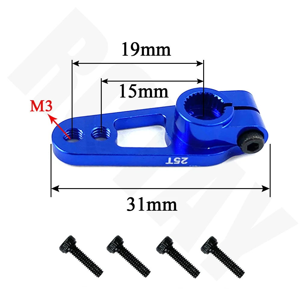 1/10 RC Car 25T TRX4 Servo Horn Arms 25 Teeth Spline M3 Clamp Steering for Futaba Savox Power Motors D4 RC Drift Car Parts