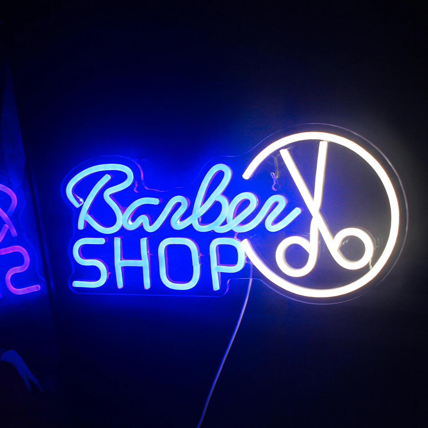 Barbershop LED Neon Sign Lights Hair Salon Acrylic Shop Wall Hanging Night Light USB Powered Colour Neon Lights