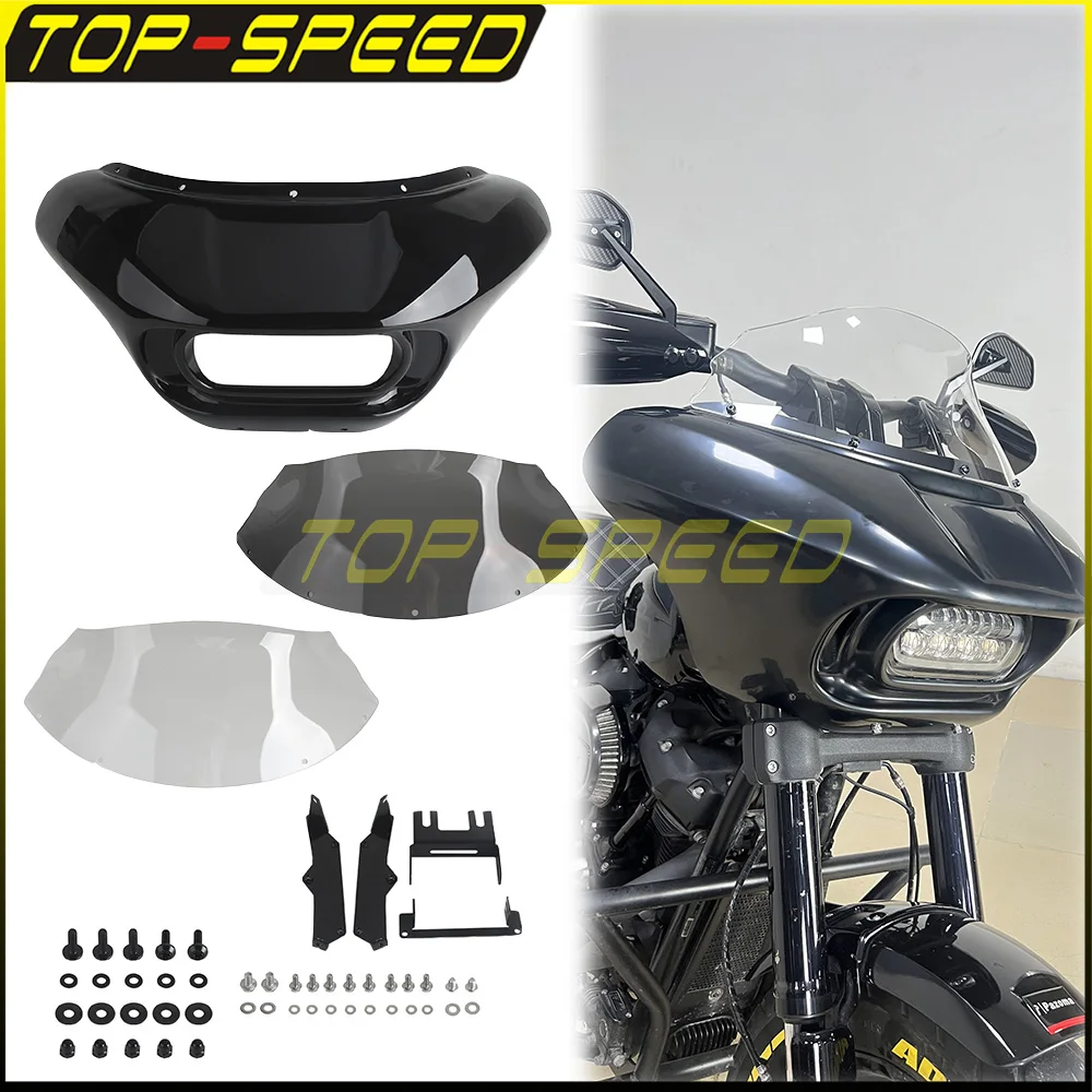 

For Harley Softail Fat Bob 114 FXFBS 2018-24 FXFB 2018 2019 Shark Style Motorcycles Front Headlight Headlamp Fairing Wind Shield
